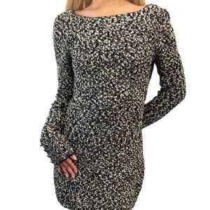 CHANEL Vintage 94A CC Logo Button Sequins Knit Sweater Dress #38 Black [106283]